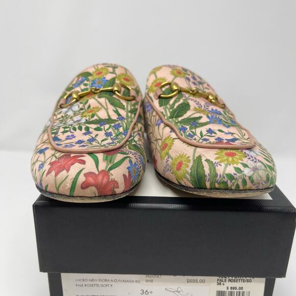 Gucci Pink Micro New Flora Horsebit Mules (Size 36.5 EU) - Picture 7 of 14